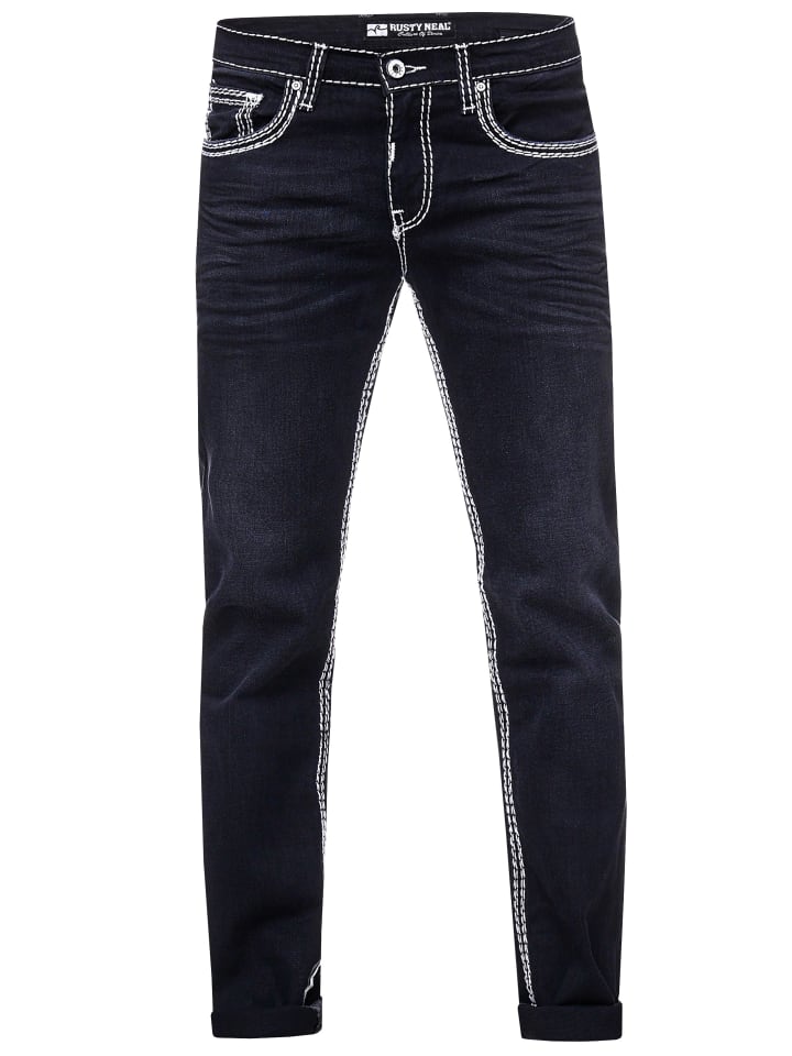 

Джинсы "LEVIN" черного цвета с белой контрастной строчкой черного цвета Rusty Neal