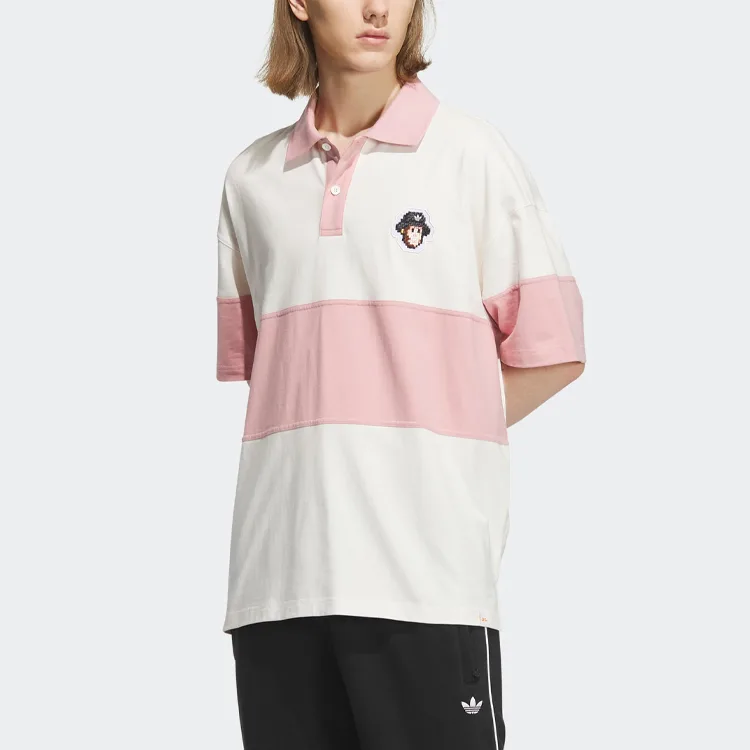 Adidas Originals Футболка-поло Monkey Kingdom для мужчин в розово-белом цвете — фото 4