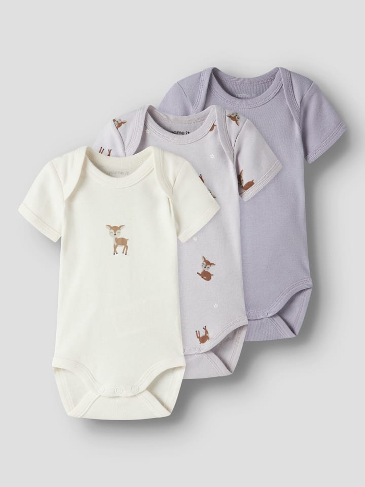 Name it Набор из 3 боди с короткими рукавами NBFBODY LILAC MARBLE DEER в цвете «сиреневый мрамор» — фото 4