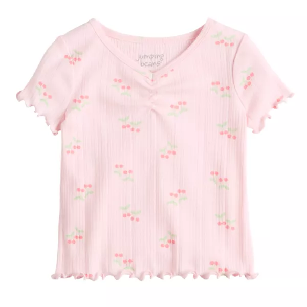 

Футболка с ребристым воротником для малышей и девочек Jumping Beans, цвет cherry icon pink