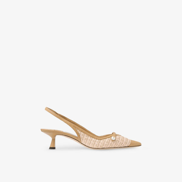Мюли Jimmy Choo Амита кожаные на каблуке из рафии, мультиколор