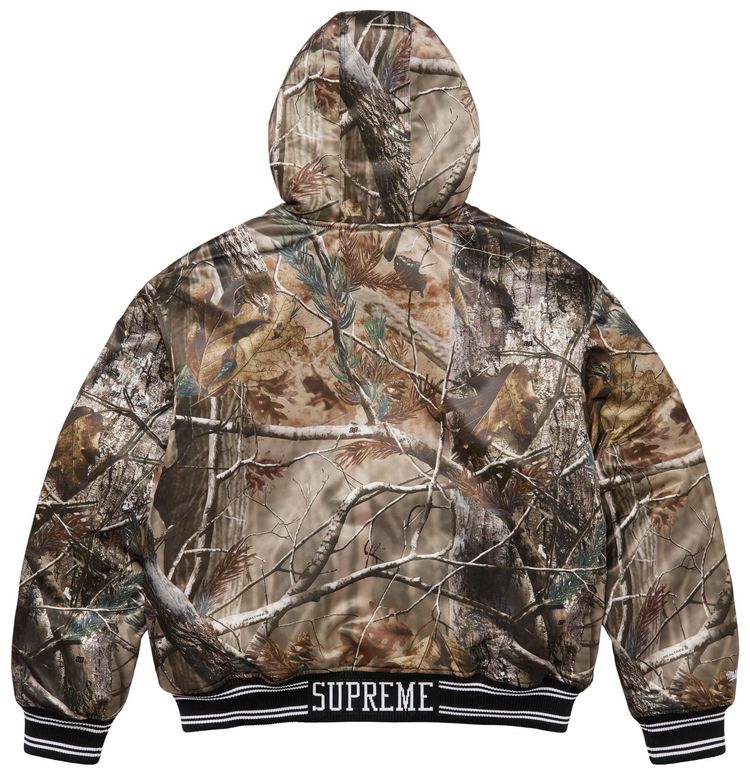 Куртка-бомбер Supreme x Mitchell & Ness из атласа с подкладкой и капюшоном, расцветка «Realtree AP Camo», коричневый — фото 2