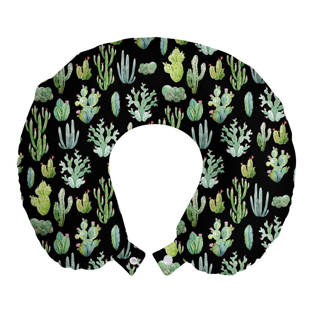 

ABAKUHAUS Cactus Spring Flower Дорожная подушка для шеи, сочный тип, пенопластовый дорожный предмет для самолета и автомобиля, 30x30 см, кока-серый и зеленый
