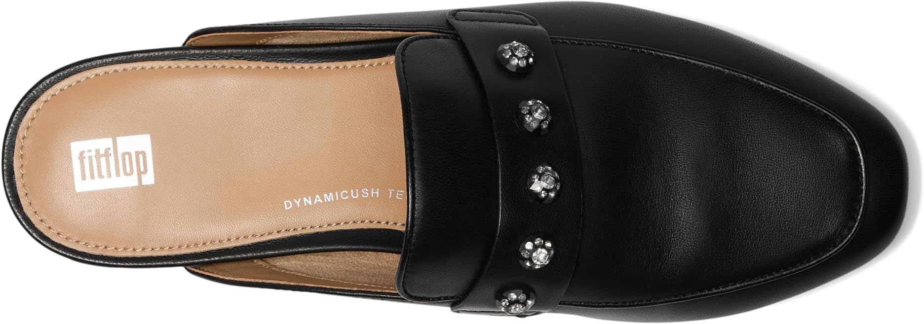 Балетки FitFlop Delicato Crystal-Cluster Soft Leather Mules, черный — фото 2