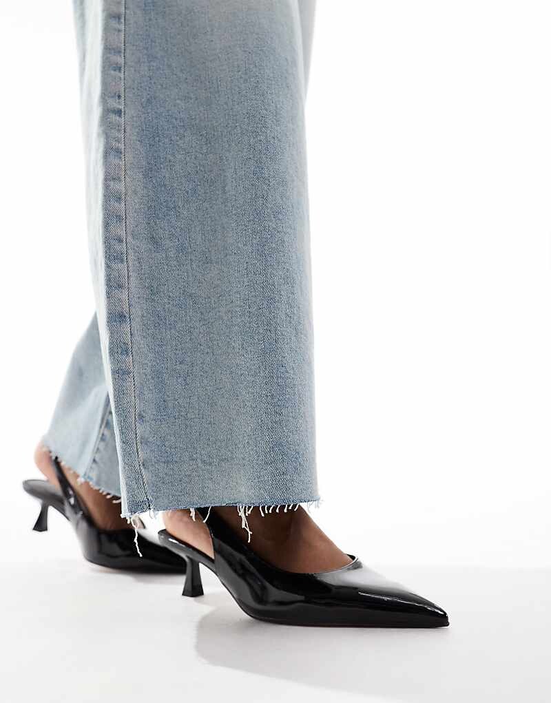 

ASOS DESIGN – Stroll – Черные лаковые туфли на среднем каблуке с ремешком сзади