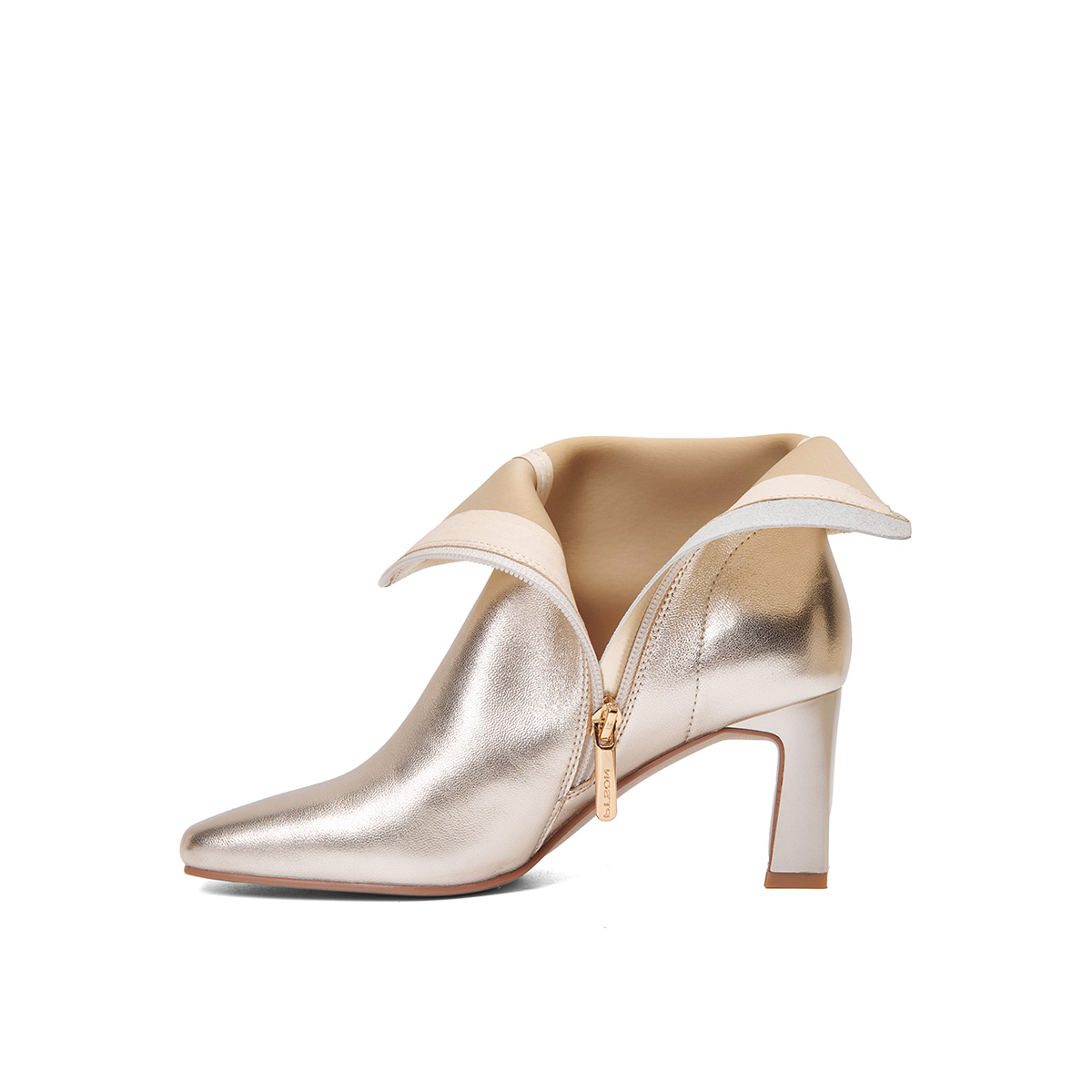 PT'SON Женские ботильоны светло-золотистые с текстильной подкладкой, цвет Light Gold, Fabric Lining — фото 2