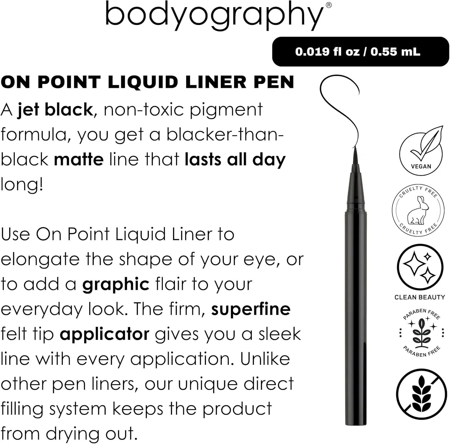 Подводка для глаз Bodyography On Point матовая черная 0.5 г — фото 3