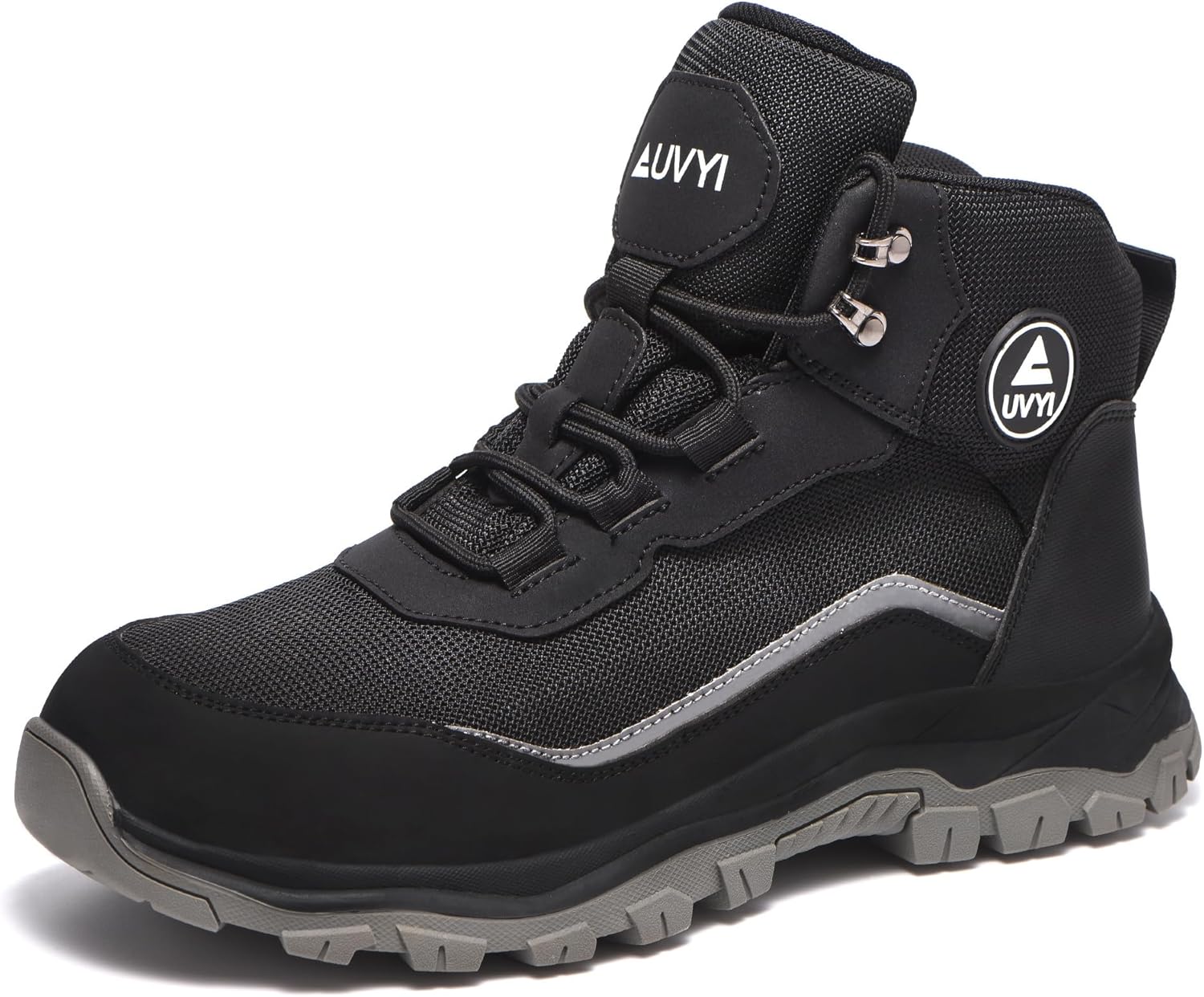 

Ботинки AUVYI с стальным носком для мужчин - широкие, дышащие, противоскользящие, долговечные и неразрушимые ботинки для промышленности и строительства, черный