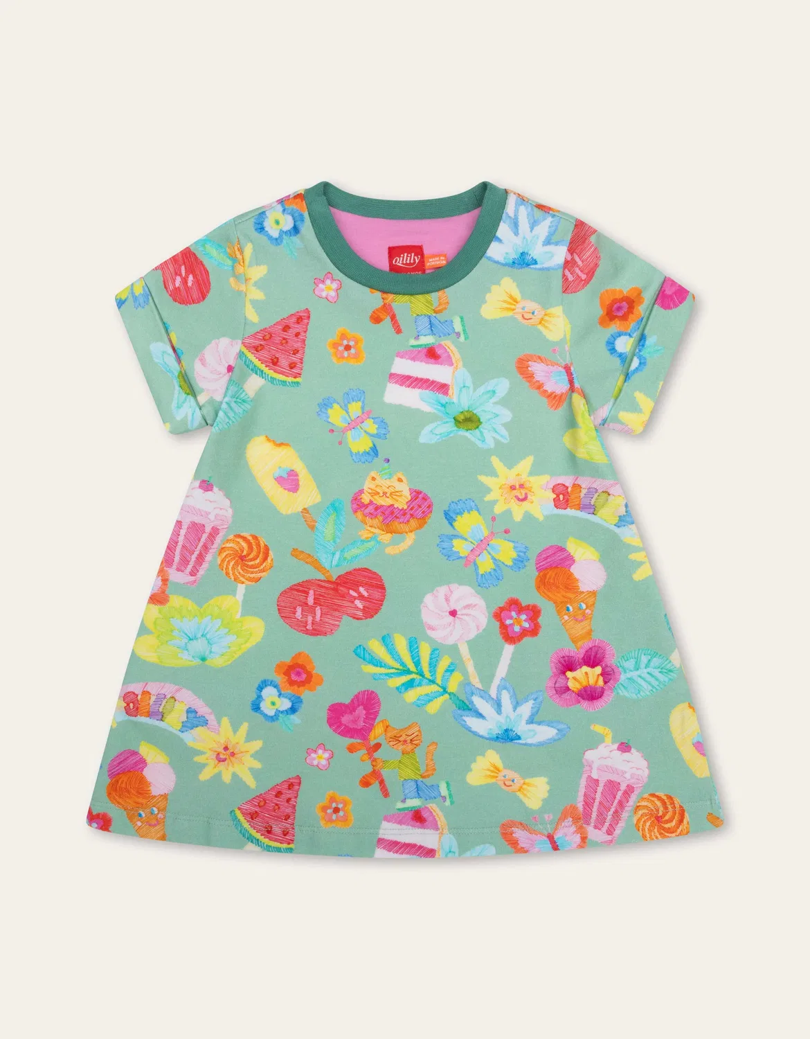 Платье из флиса с принтом Candyland, Oilily, зеленый