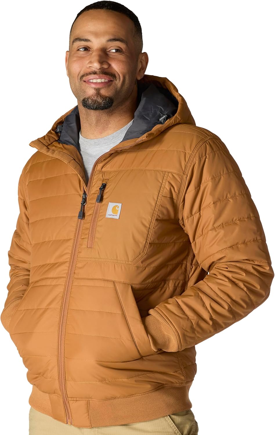 

Carhartt мужская куртка с капюшоном Rain Defender Relaxed Fit утепленная облегченная, Carhartt Brown