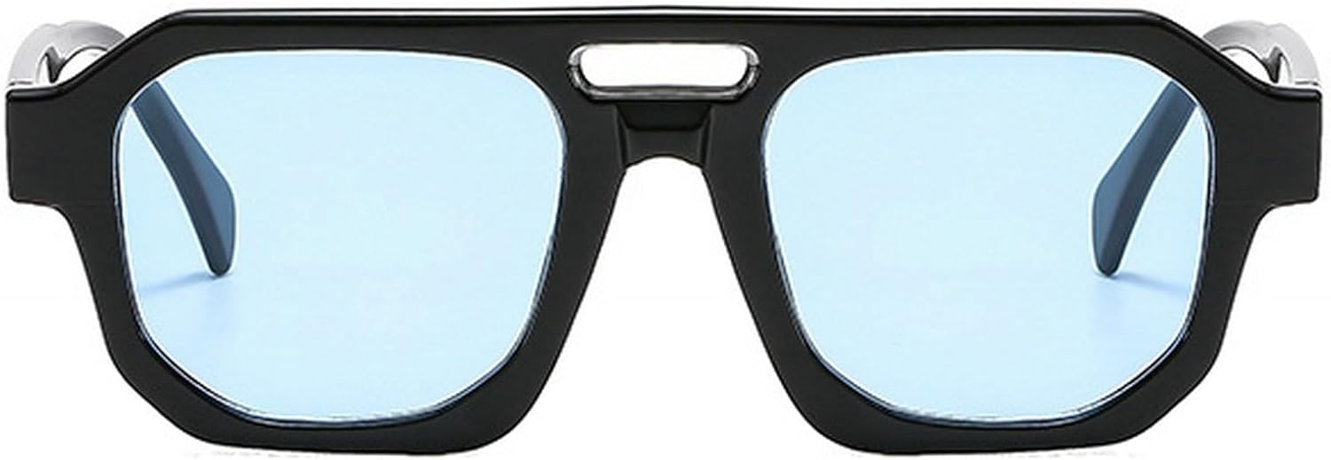 

Ретро солнцезащитные очки с двойной перемычкой для женщин, многоугольные, квадратные, модные, сине-фиолетовые, мужские солнцезащитные очки с защитой от УФ-излучения UV400 mincl, Black Blue