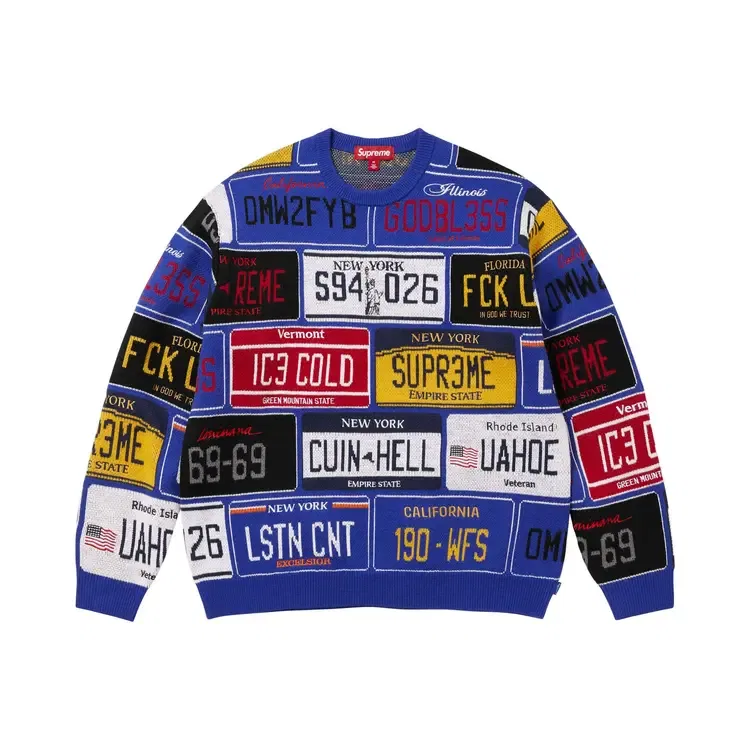 Свитер Supreme License Plate Sweater, синий