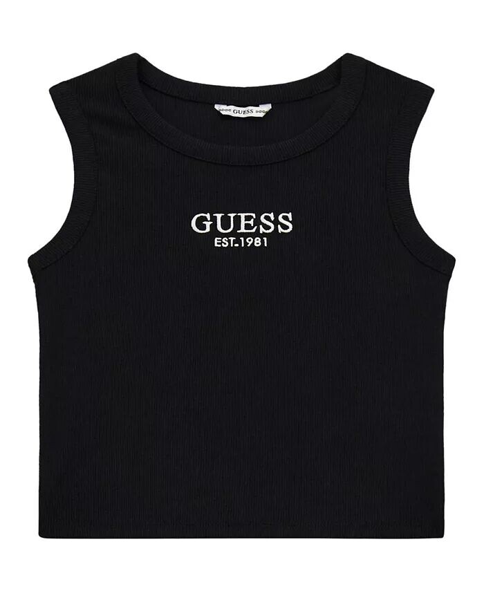 

Топ-майка в рубчик для больших девочек длиной миди GUESS, черный
