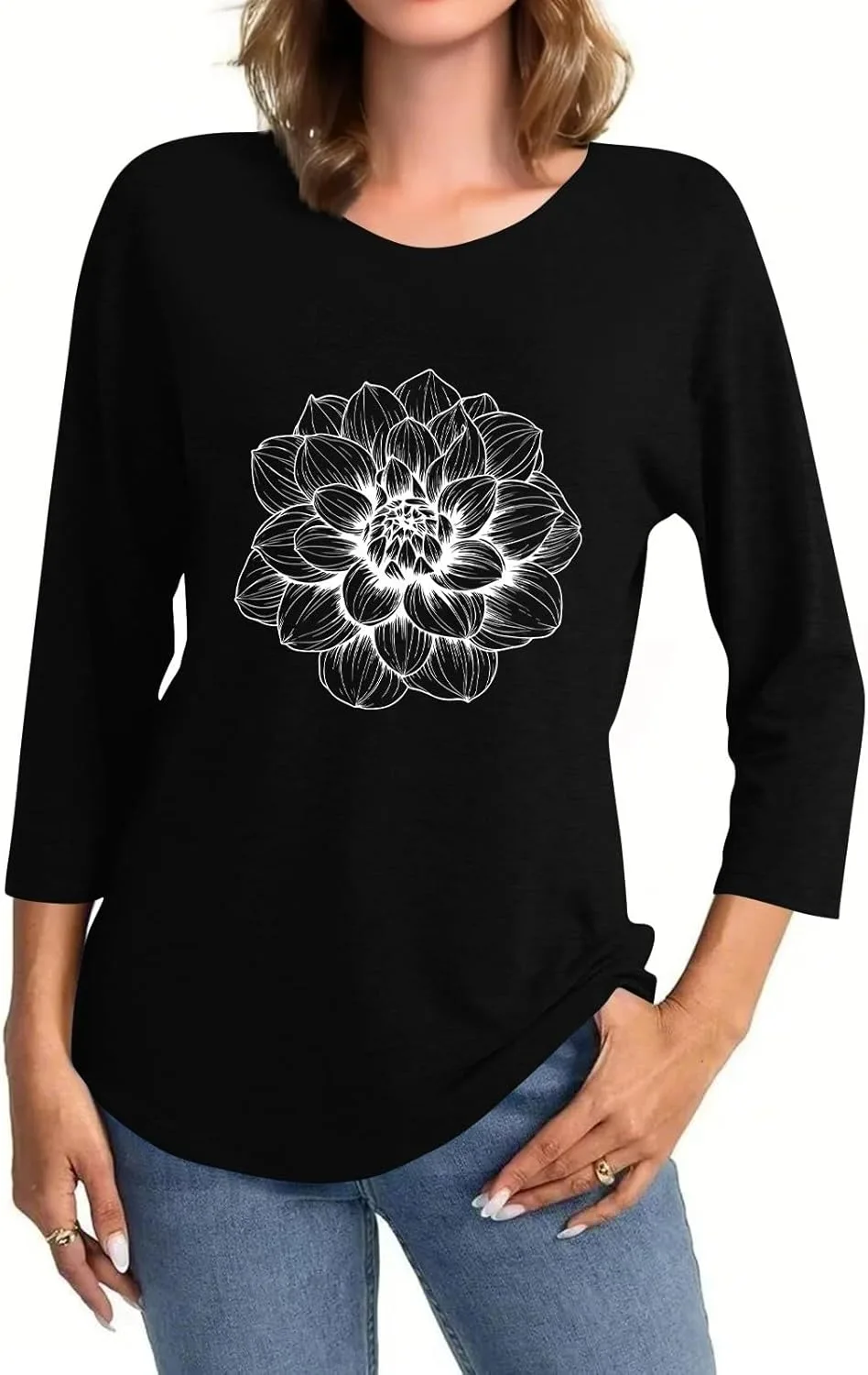 

Летний топ для женщин с 3/4 рукавом и графическим принтом Kvsozwuty