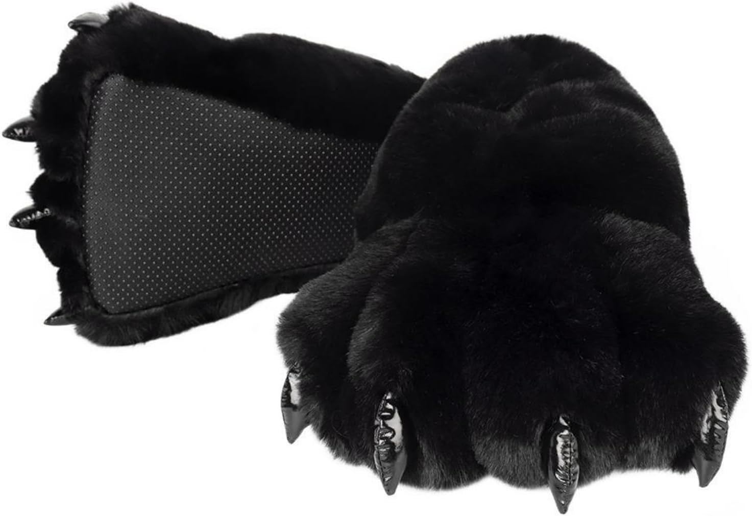 

Унисекс тапочки FUNCOS с плюшевыми лапами монстра, обувь в костюме животного для Хэллоуина и косплей-вечеринок, черный