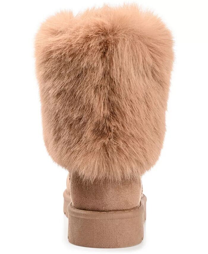 Женские сапоги Shanay Lug Sole Faux Fur для холодной погоды Journee Collection, коричневый/бежевый — фото 3
