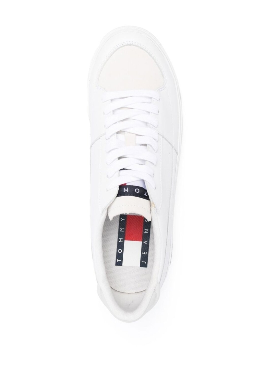 Tommy Jeans logo-detail low-top leather sneakers, белый — фото 4