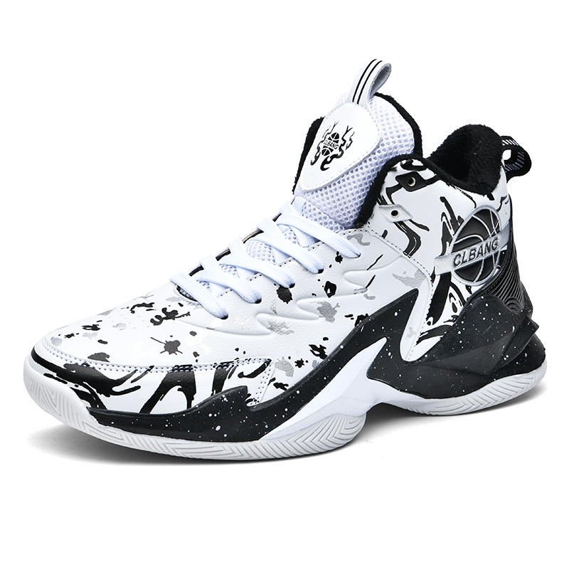 

MUSNODO Износостойкие термостойкие баскетбольные кроссовки Unisex 8906 White Black с флисовой подкладкой, цвет 8906 White Black Fleece-Lined