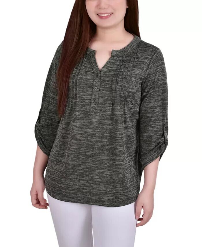 

Женский топ с Y-образным вырезом и рукавами 3/4 NY Collection, зеленый