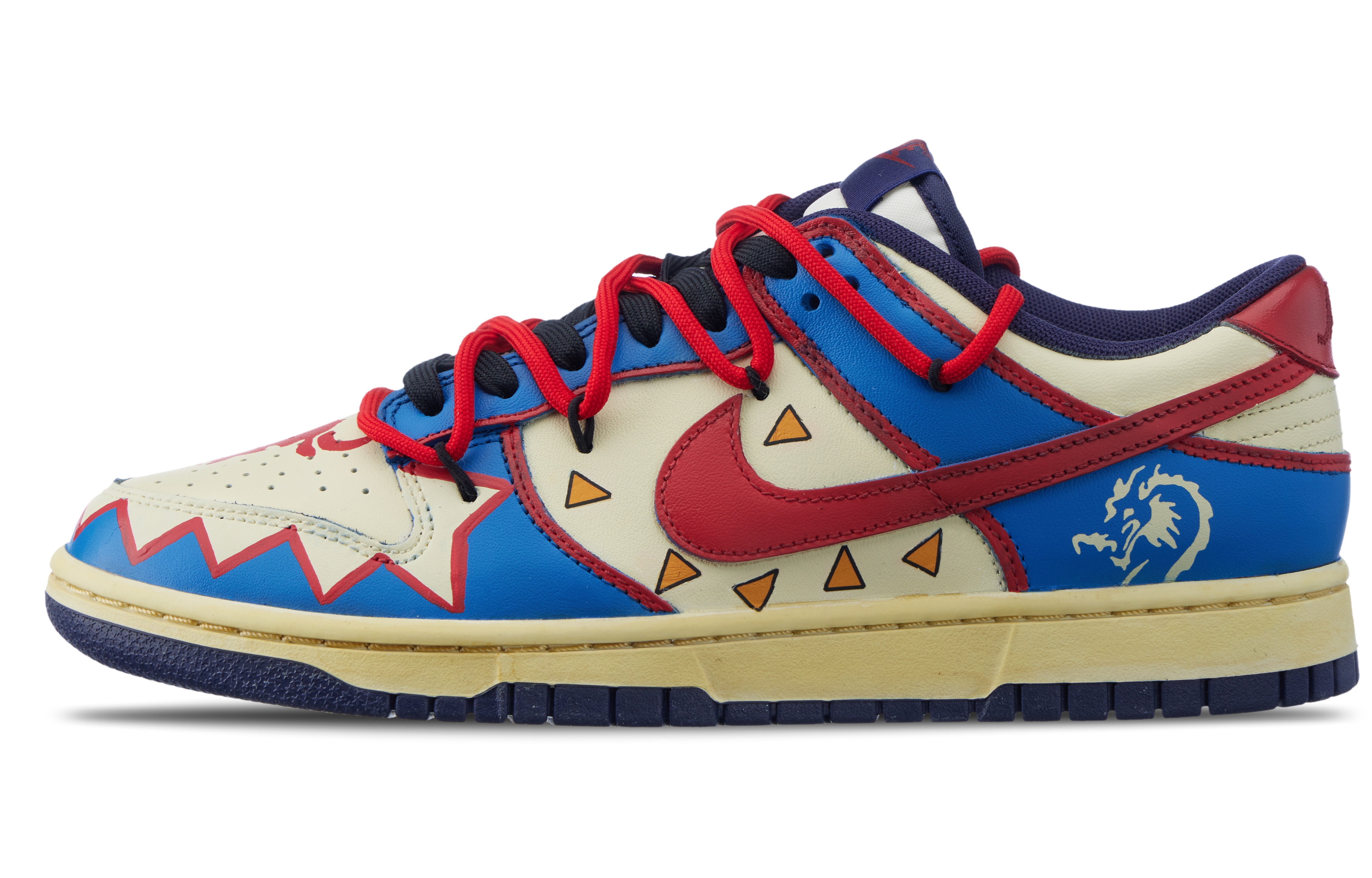 

Кроссовки Nike Dunk Skateboarding Shoes Men Low-top Blue/Red/Yellow, синий