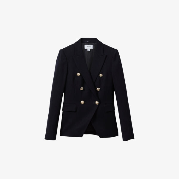 

Двубортный пиджак Tally, сшитый на заказ из смесовой шерсти Reiss, синий
