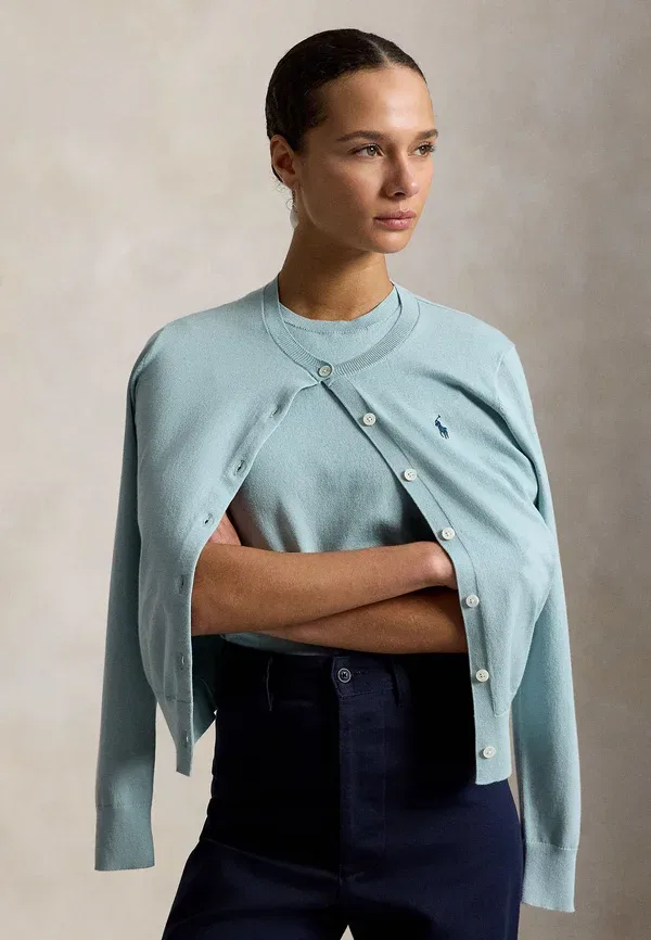 Кардиган с длинным рукавом Polo Ralph Lauren, серо-зеленый — фото 4