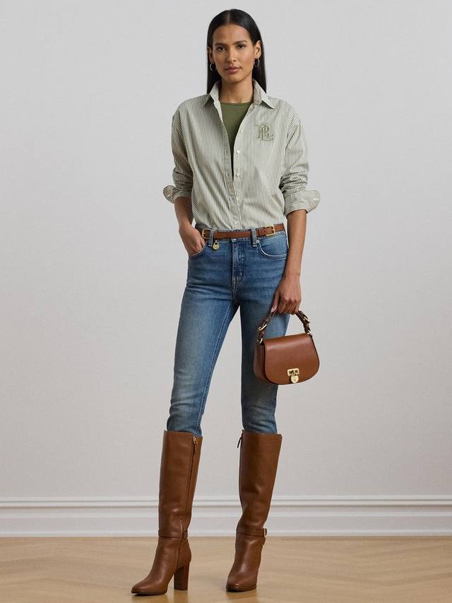 

Хлопчатобумажная рубашка в полоску с длинным рукавом kotta Ralph Lauren, цвет Green/White