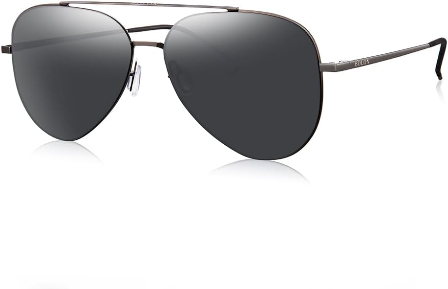 

Легкие металлические классические солнцезащитные очки-авиаторы BOLON с поляризованными линзами для мужчин и женщин, диаметр линз 59 мм, эксклюзивный бренд очков EssilorLuxottica, Gunmetal/Mirror Polarized Bl8010