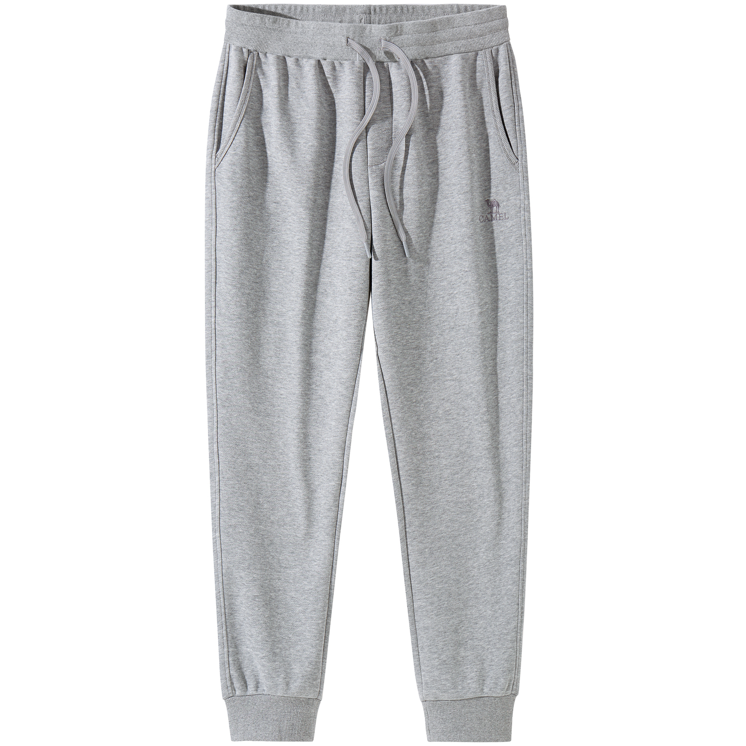 

Однотонные мужские спортивные штаны с микростретч-эластичными манжетами и универсальным поясом на шнурке CAMEL, светло-серый