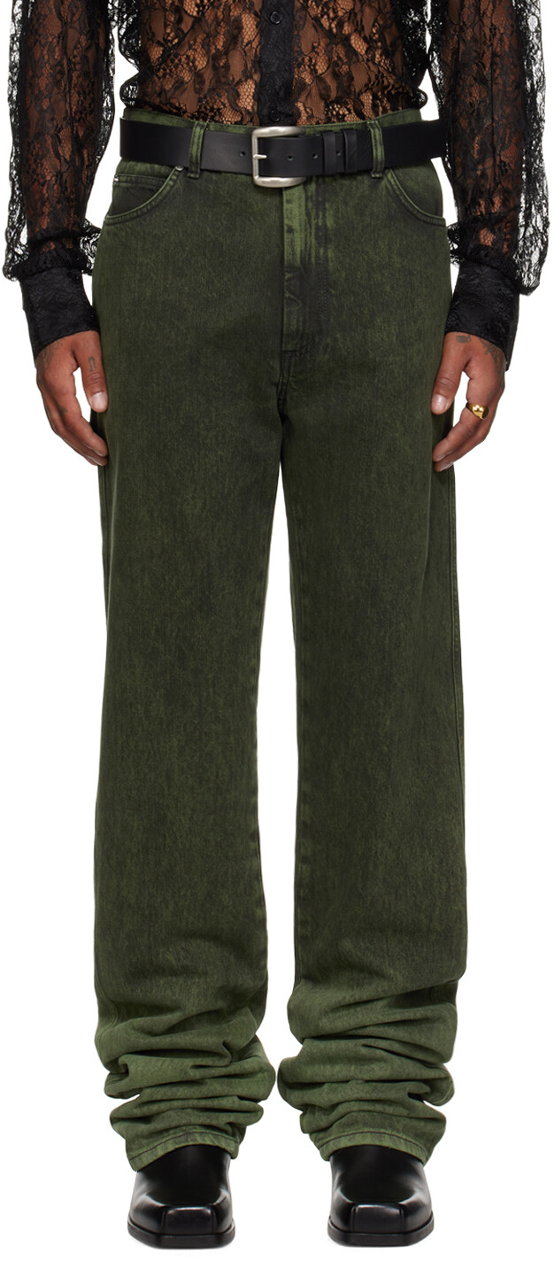 

Зеленые джинсы Straight Leg Stacked LU'U DAN