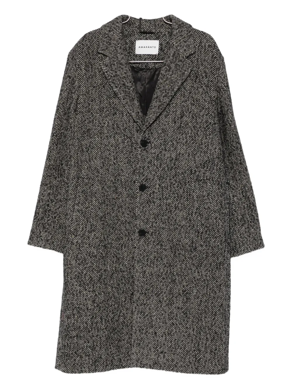

Пальто на пуговицах с ёлочным узором Amaranto, черный