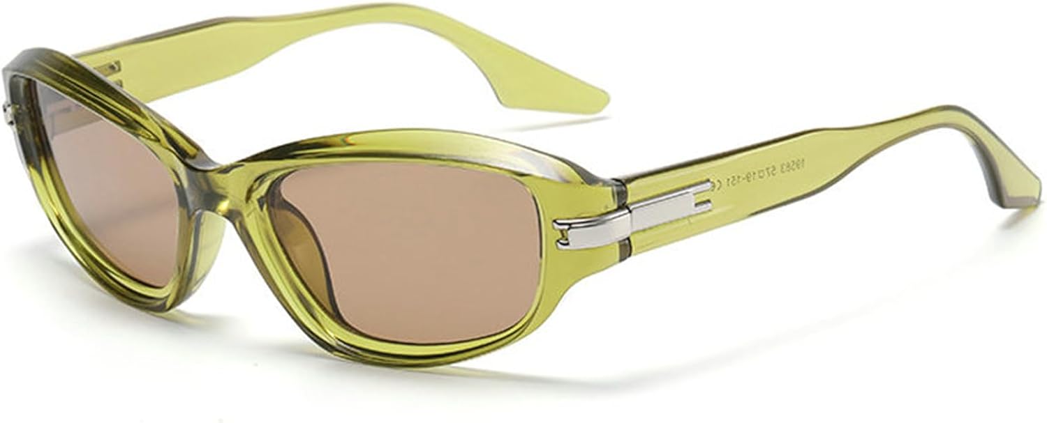 

Willochra Винтажные овальные солнцезащитные очки в стиле панк Y2K для женщин, модные ретро-очки для активного отдыха и спорта, защита от УФ-излучения UV400, мужские солнцезащитные очки для вождения F28, Green