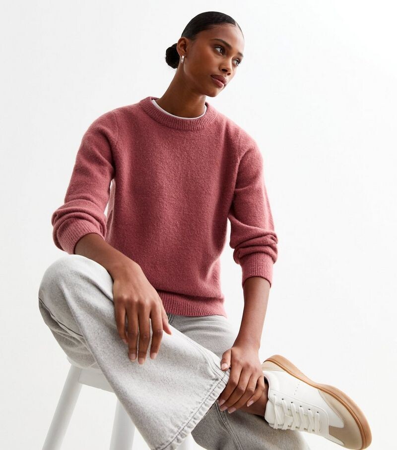 

Розовый мягкий трикотажный джемпер с круглым вырезом New Look, пастельно-розовый