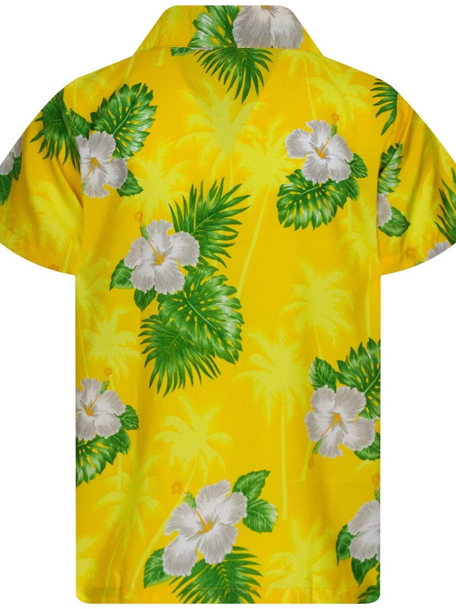 Рубашка на пуговицах классического кроя King Kameha Small Flower, желтый — фото 2