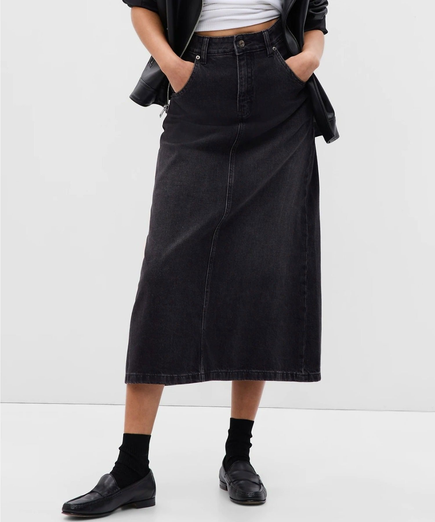 Джинсовая юбка миди Washwell GAP, WASHED BLACK