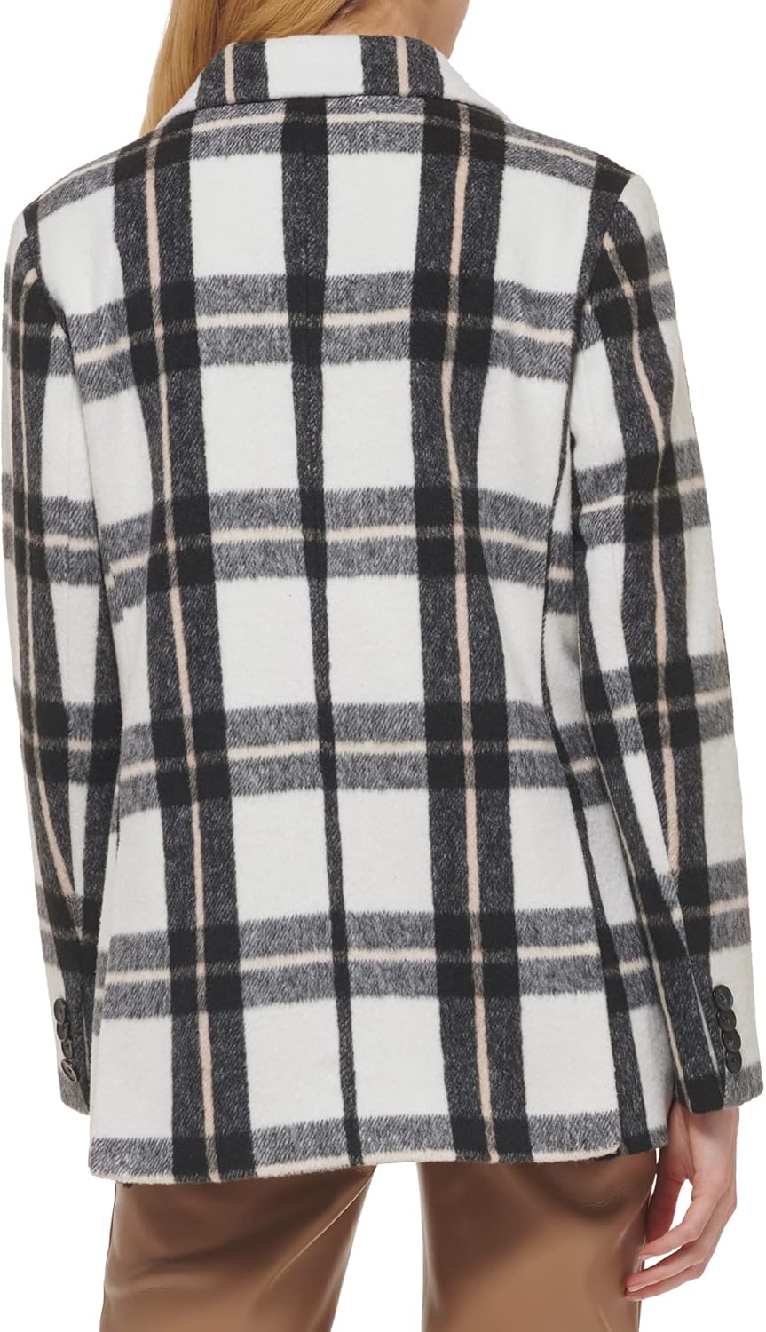 Женский двубортный пиджак Levi's из шерстяной смеси, Black/White Window Plaid — фото 2
