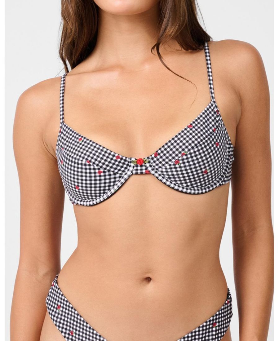 

Бикини-топ с полным покрытием и косточками WeWoreWhat, Black/off white