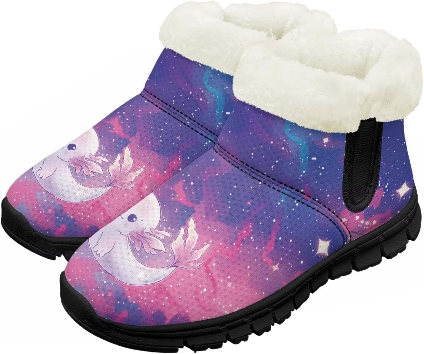 

Детские зимние ботинки для девочек и мальчиков, утепленные, с меховой подкладкой, водонепроницаемые, легкие, противоскользящие Chririnla, Galaxy Axolotl