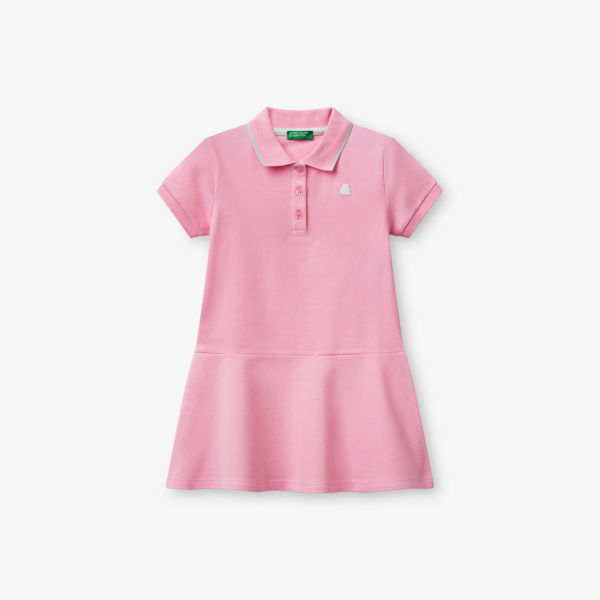 

Платье из стрейч-хлопка с воротником-поло, 1-6 лет Benetton, розовый