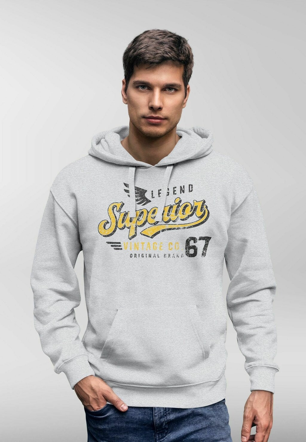 

Толстовка с капюшоном VINTAGE RETRO MOTIV SCHRIFTZUG SUPERIOR LEGEND FLÜ Neverless, серый