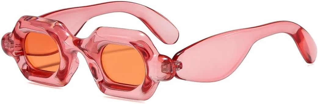 

Солнцезащитные очки для мужчин и женщин - защита UV400 - двухцветная оправа в стиле панк с градиентом, толстая, для занятий спортом на открытом воздухе и вождения DSVIGF, Pink Orange