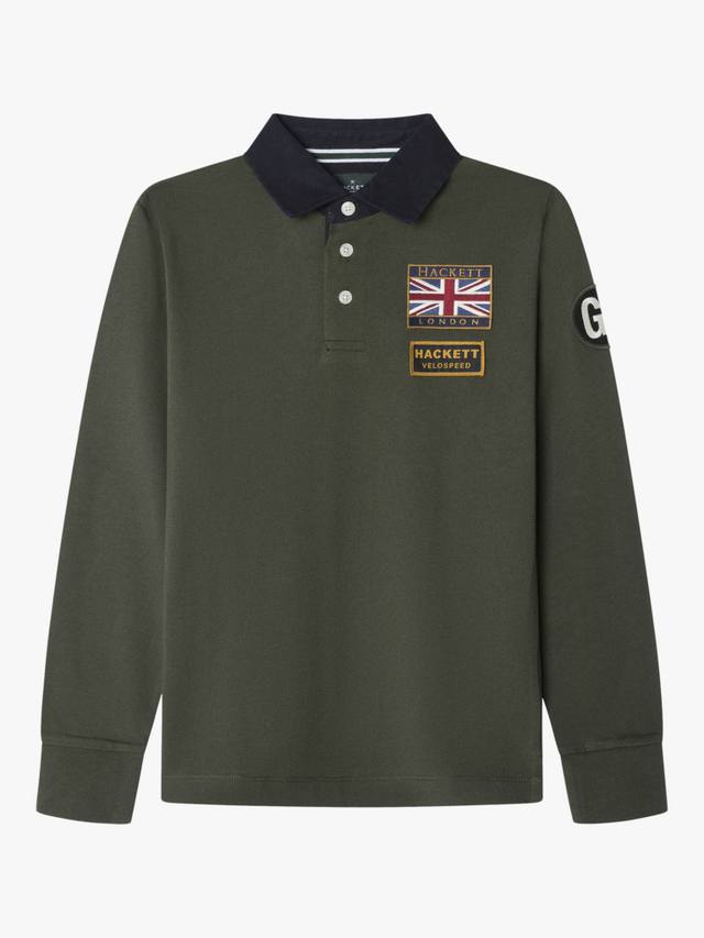 

Детская хлопковая регбийка с длинными рукавами Hackett London, Hunter Green