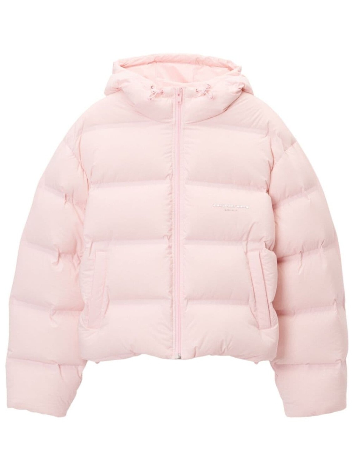 

Укороченная куртка-пуховик с жаккардовым логотипом Alexander Wang, розовый