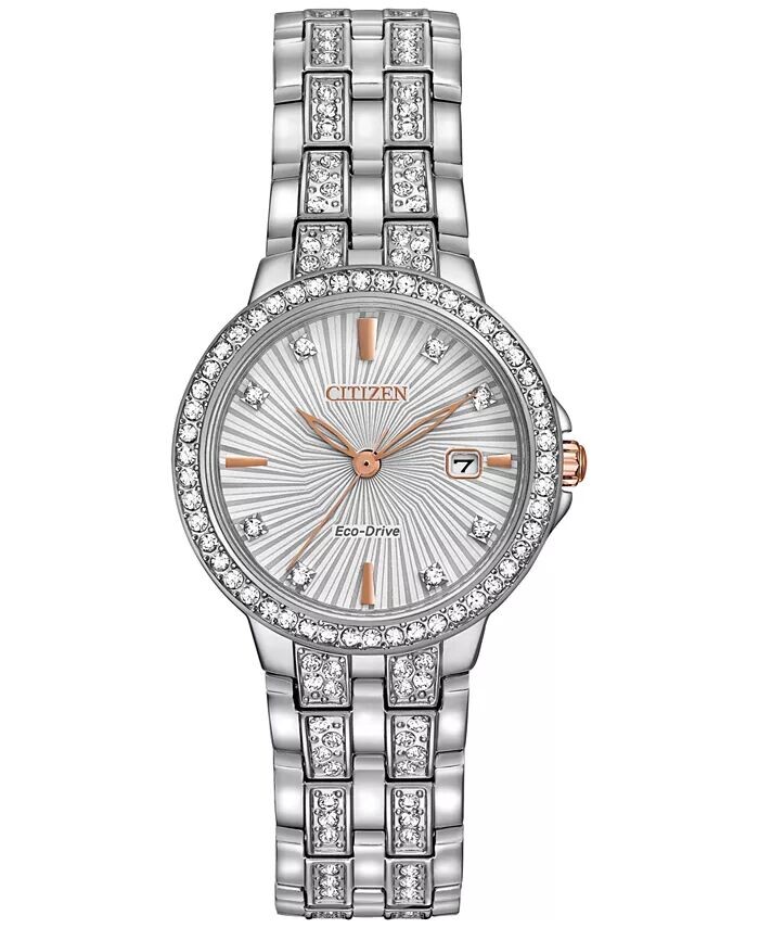 

Женские часы Eco-Drive Crystal Accent из нержавеющей стали с браслетом, 28 мм EW2340-58A Citizen
