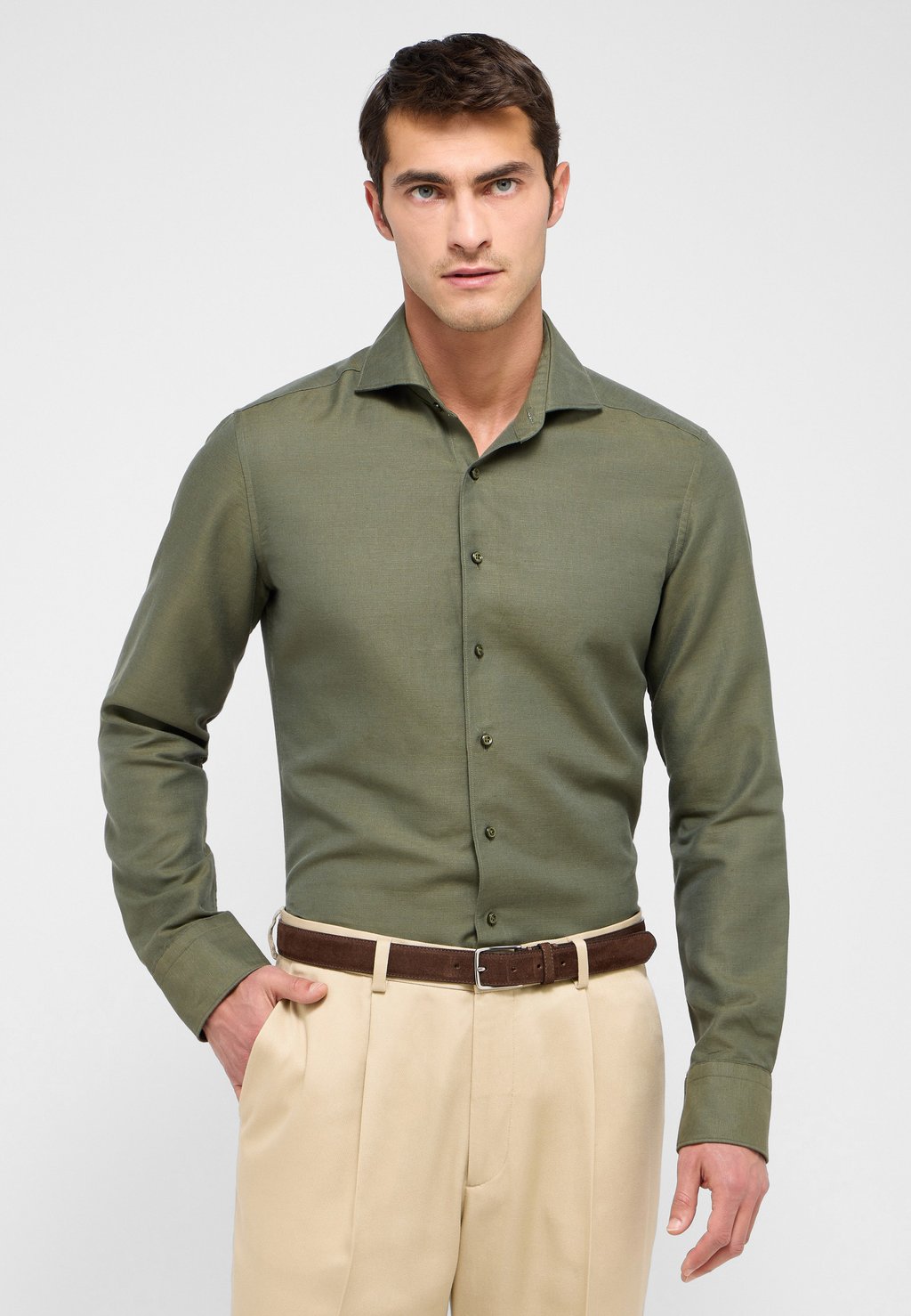 

Классическая рубашка SOFT TAILORING Eterna, хаки