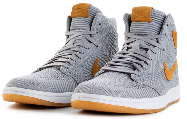 Кроссовки 1 ретро высокие og Flyknit Air Jordan, серый — фото 2
