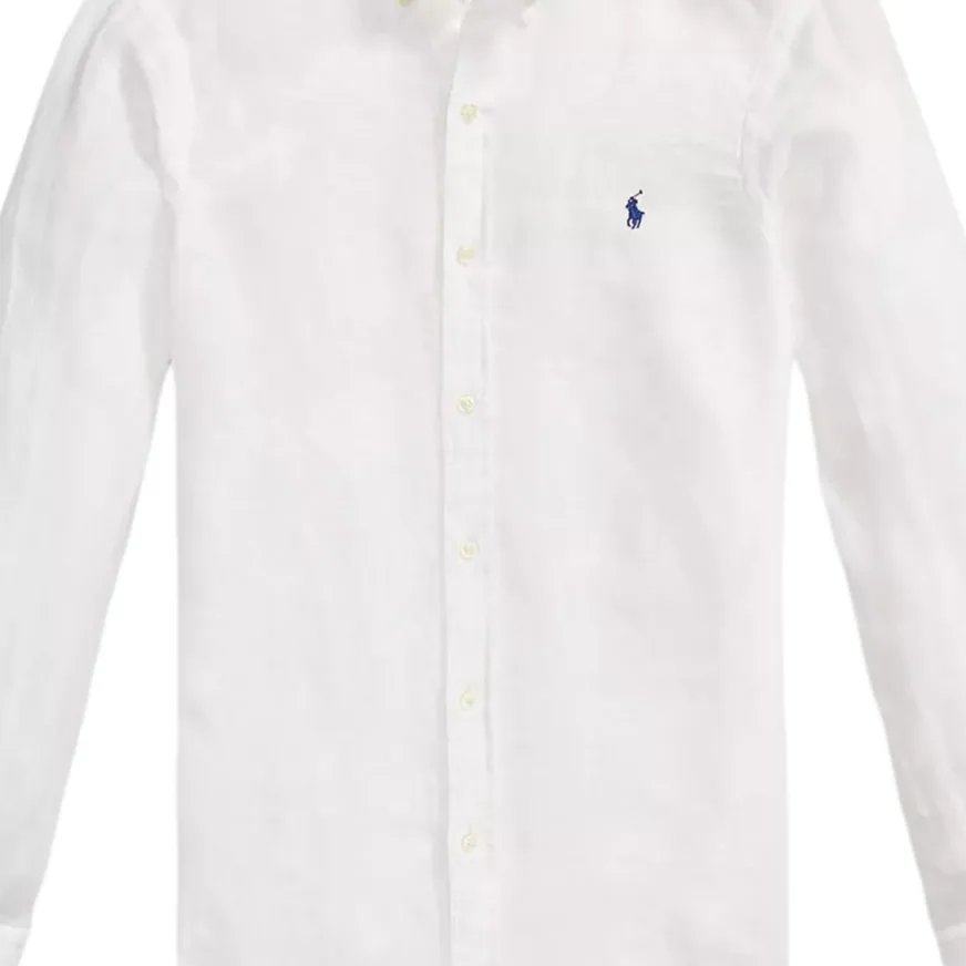 Рубашка из льна с длинным рукавом Polo Ralph Lauren, белый — фото 3