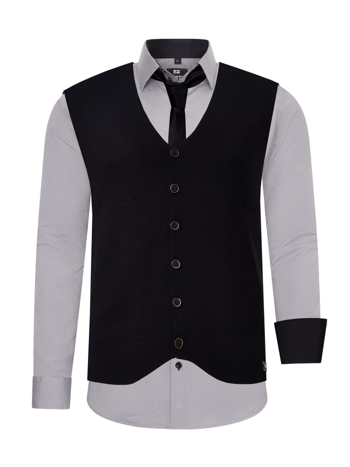 

Рубашка с жилетом и галстуком, комплект из 3 предметов, серый Rusty Neal