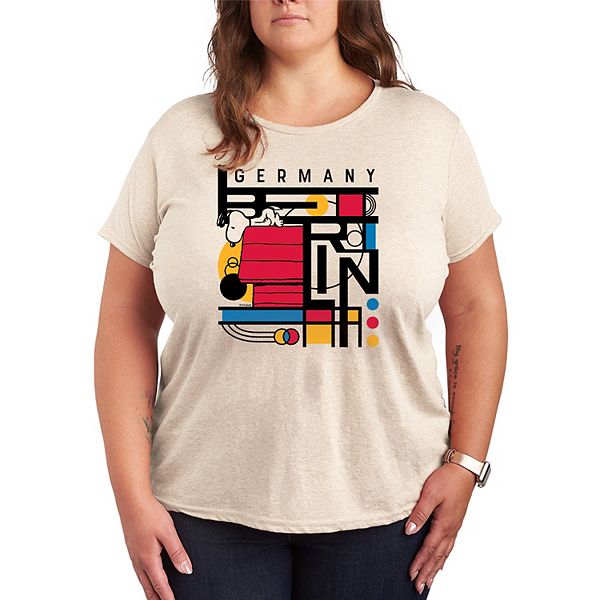 

Футболка с принтом Peanuts Snoopy Berlin Germany Bauhaus, plus size Licensed Character, Beige