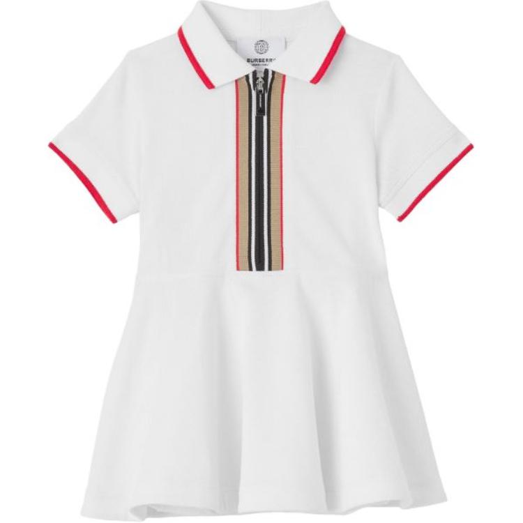 

Короткое платье с короткими рукавами женское белое Burberry